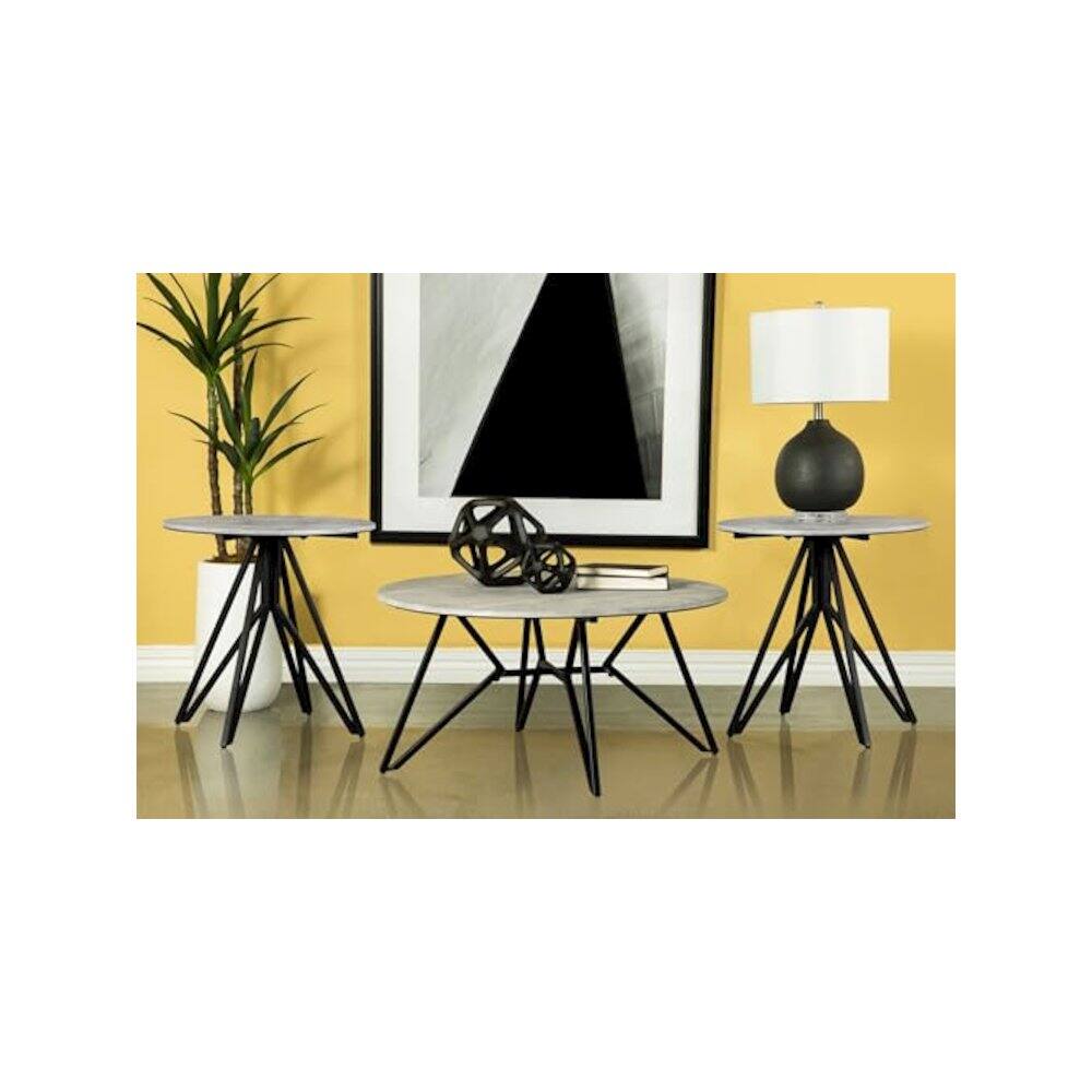 Alt View 1. Coaster Co. of America - Hadi 3-piece Round SmartTop Coffee and End Table Set Cement - Grey.