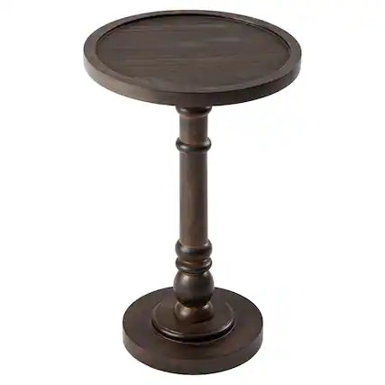 Front. COZAYH - COZAYH Pedestal Tray Top End Table for Holding Drinks, Lamps, Plants, Dark Brown - Dark Brown.