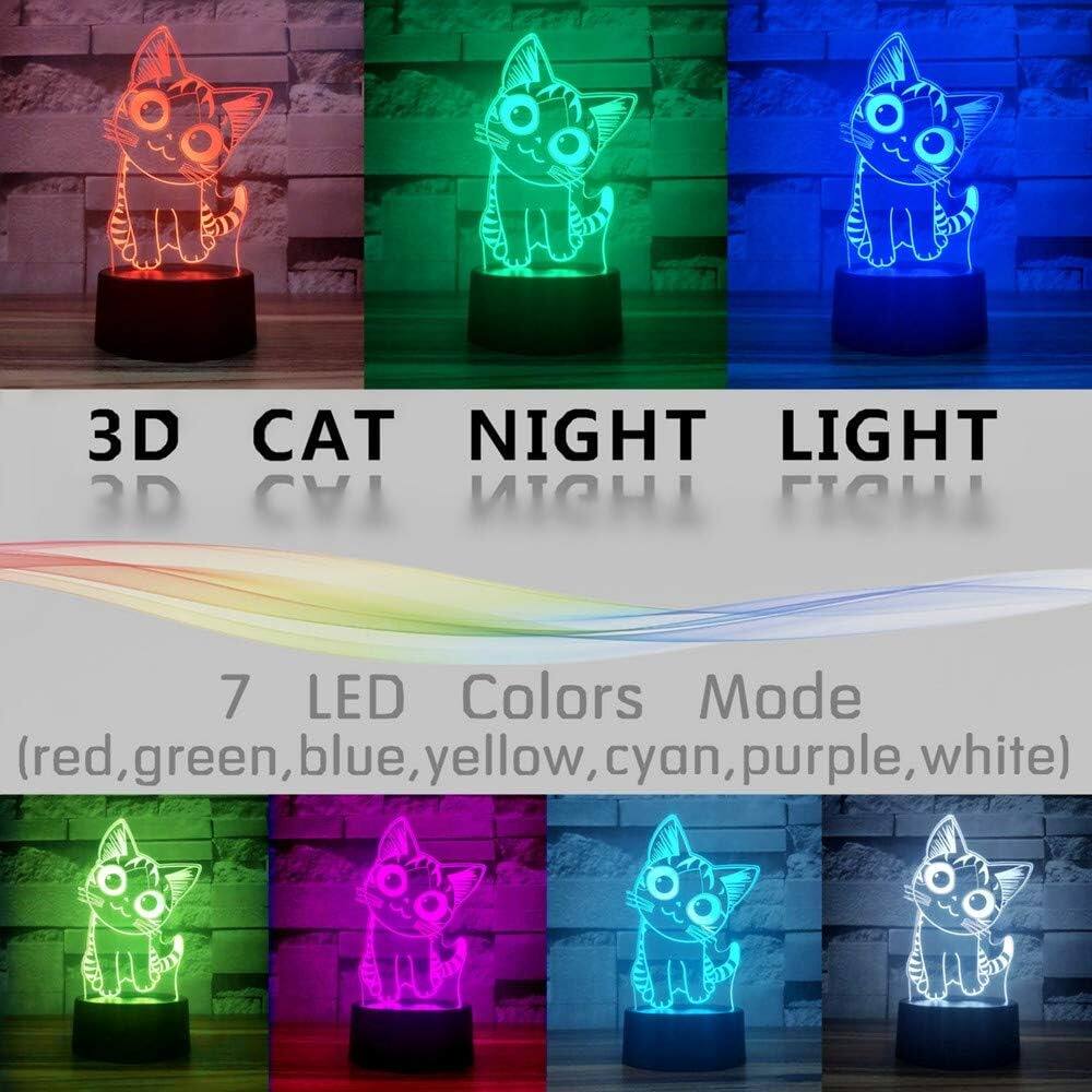 3D CAT NIGHT LIGHT  
7 LED Colors Mode (red, green, blue, yellow, cyan, purple, white)