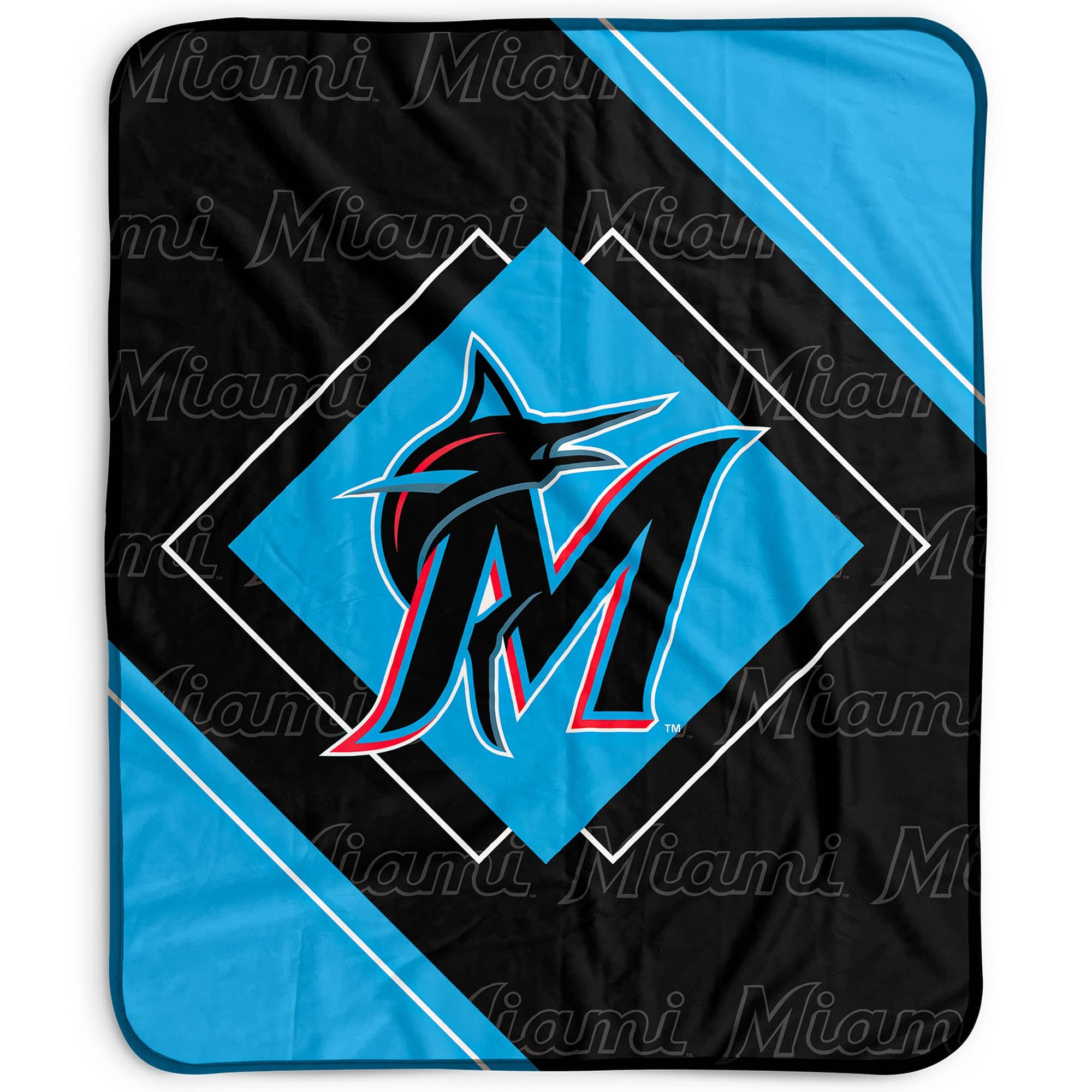 Pegasus - Miami Marlins 50" x 60" Diamond Logo Fleece Blanket - Multicolor