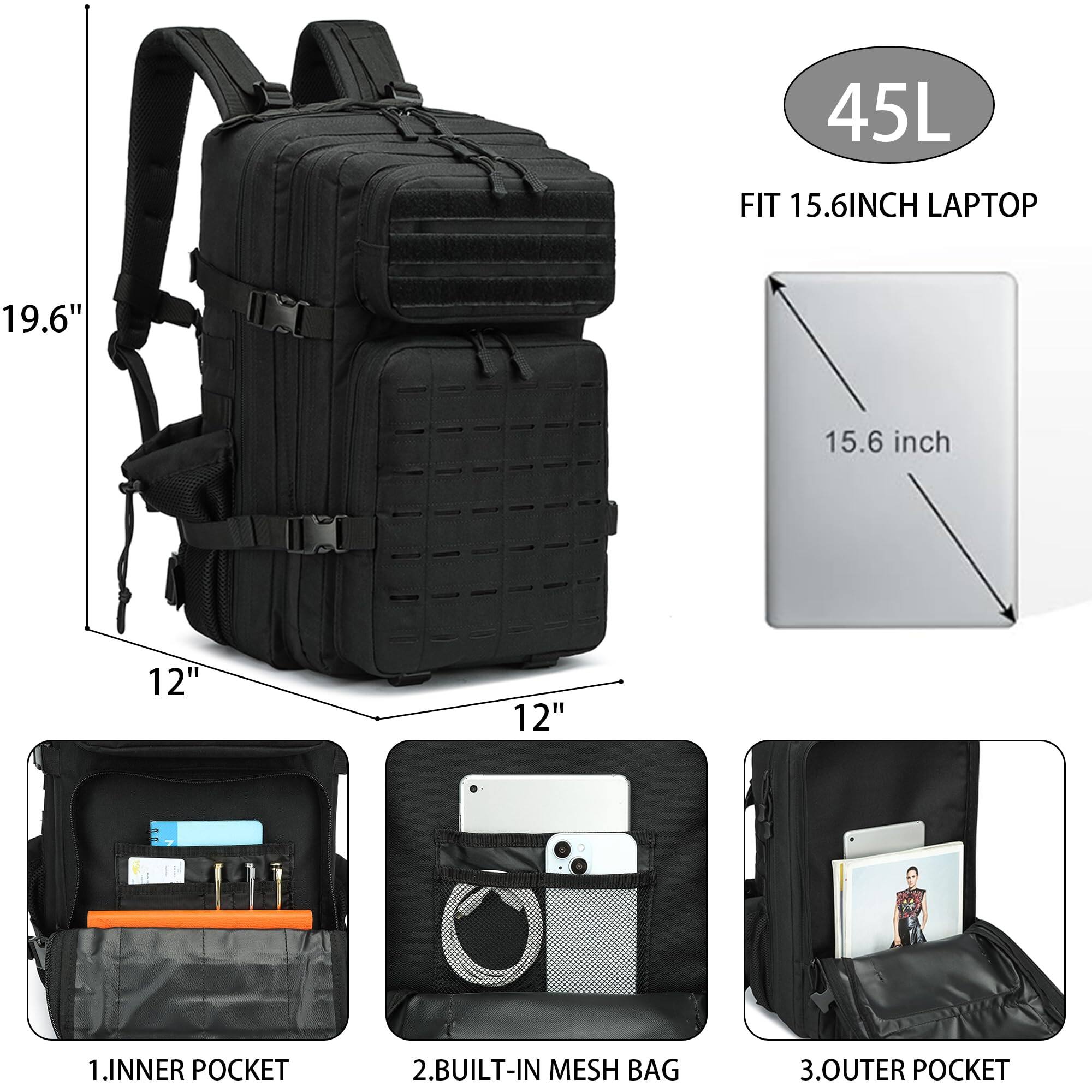 Cozy Serene Backpack 45l/25l 3 Day Assault Pack Molle Daypack Hiking ...