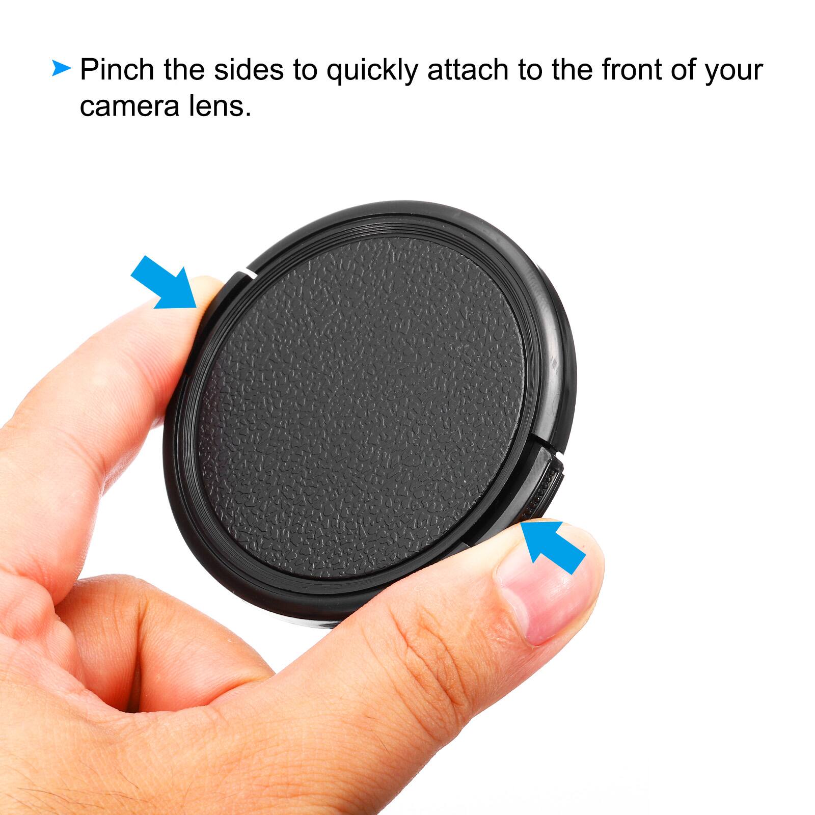Pinch the sides to quickly attach to the front of your camera lens.