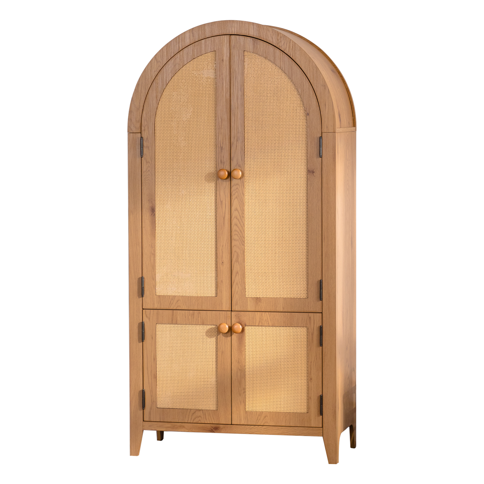 Front. Spaco - Spaco 63" Farmhouse Arched Rattan Pantry Cabinet, Freestanding Storage with Adjustable Shelves for Kitchen, Dining Room - Natural Wood.