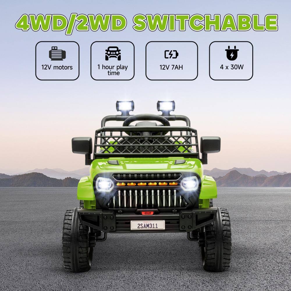 4WD/2WD SWITCHABLE

- 12V motors
- 1 hour play time
- 12V 7AH
- 4 x 30W

2SAM311