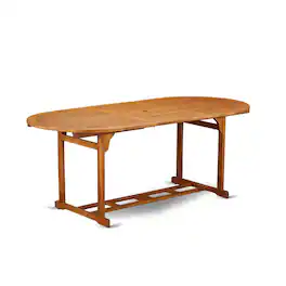 East West Furniture - Wooden Patio Table Natural Oil - Brown