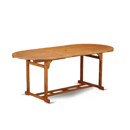 Front. East West Furniture - Wooden Patio Table Natural Oil - Brown.