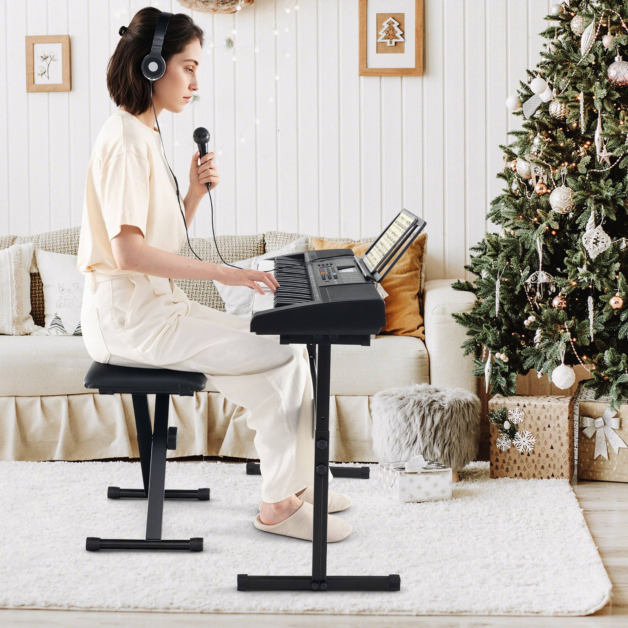 Gymax 61 Key Portable Electronic Keyboard Piano w/ Stand & Stool