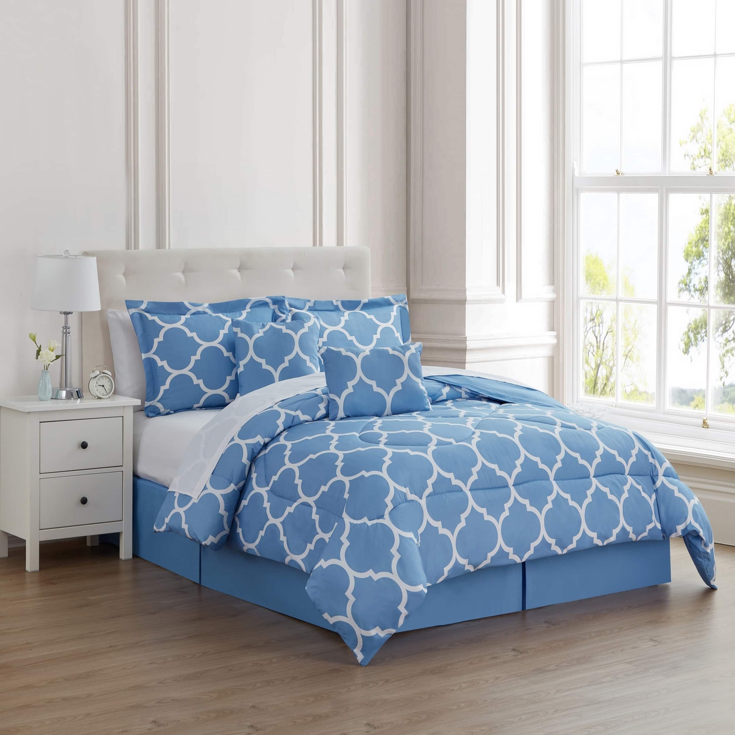 Kathy Ireland - 6 Piece Trellis Oversized Comforter Set - Sky Blue price history on PriceWatchPro