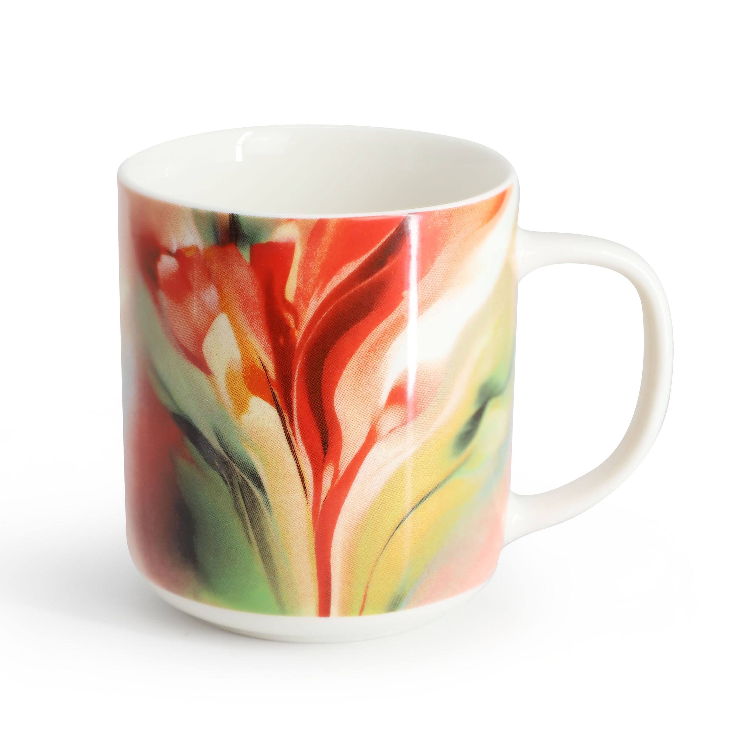 Alt View 4. Elama - Elama Autumn Storm 16 Piece Abstract Design Round Porcelain Dinnerware Set in Multicolor - Red, Orange, Green.