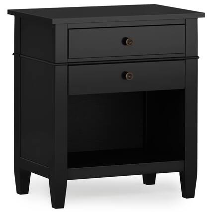Front. Simpli Home - Simpli Home Carlton 24 inch Wide Solid Wood Bedside Table in Black - Black.