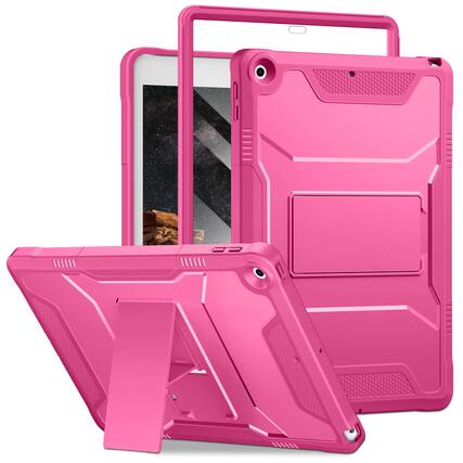 Front. DTTO - iPad 10.2 inch Case for 7th/8th/9th Gen (2019-2021) with Screen Protector, Shockproof Cover and Kickstand - Reddish Violet.