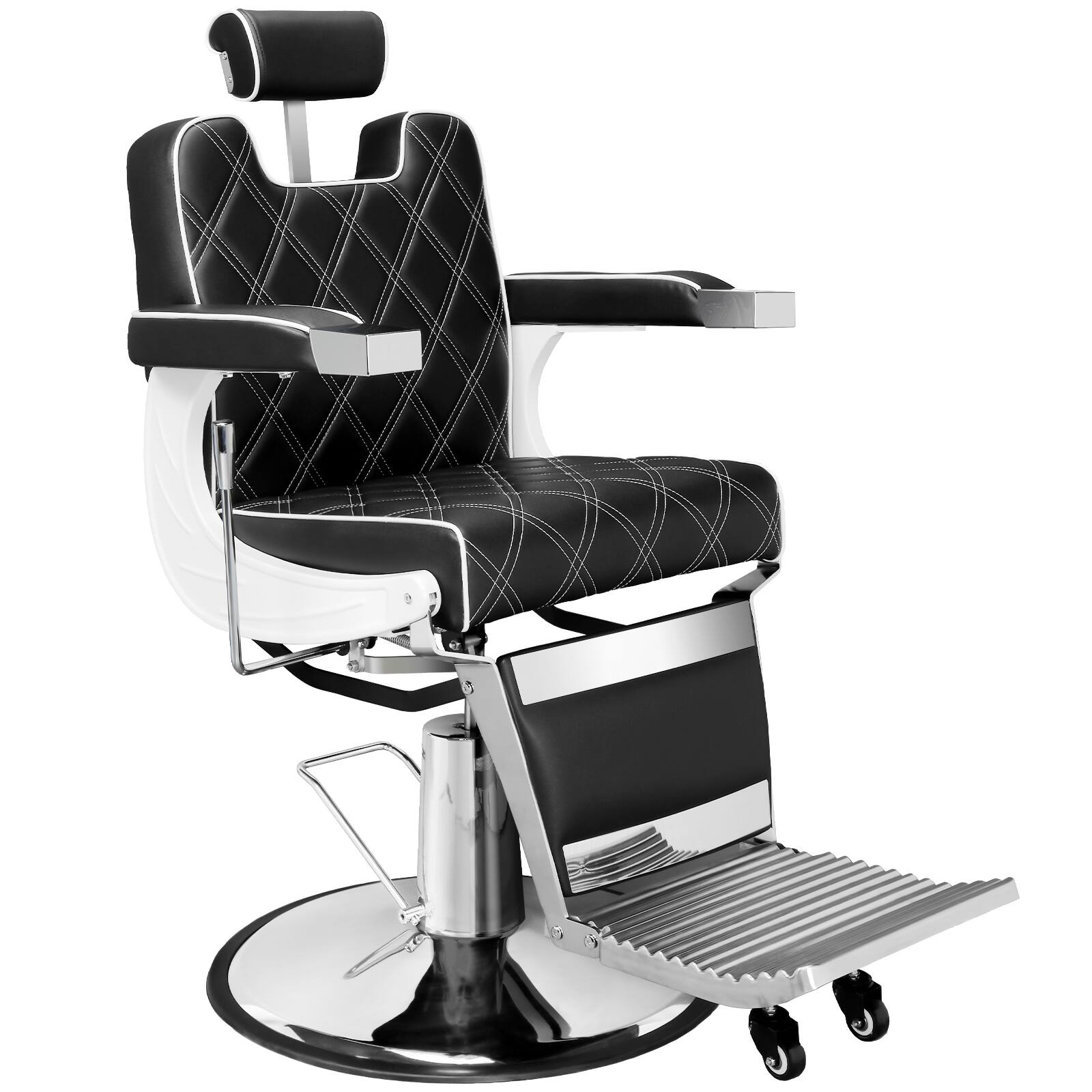 Front. Winado - Heavy Duty All Purpose Hydraulic Barber Chair Vintage Reclining Chair with Aluminum Alloy Footrest for Salon Beauty Spa - Black & White.