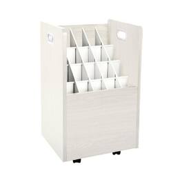 AdirOffice - Blueprint Storage Wood 20-Slot Portable Roll File Cart - White