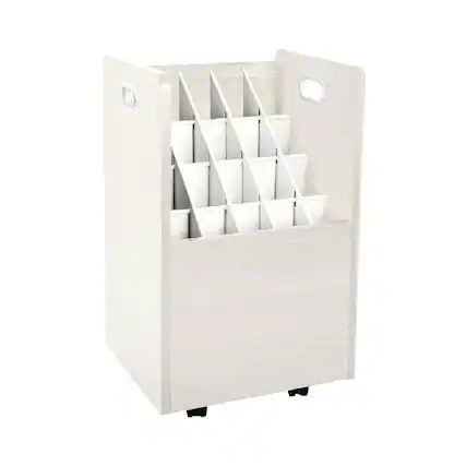 Front. AdirOffice - Blueprint Storage Wood 20-Slot Portable Roll File Cart - White.