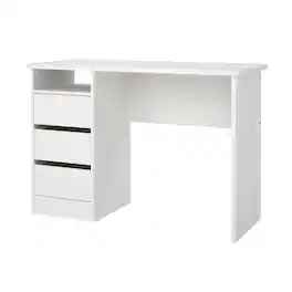 FurniFact - Computer Desk with 3 Drawers and Open Shelf for Home Office - White