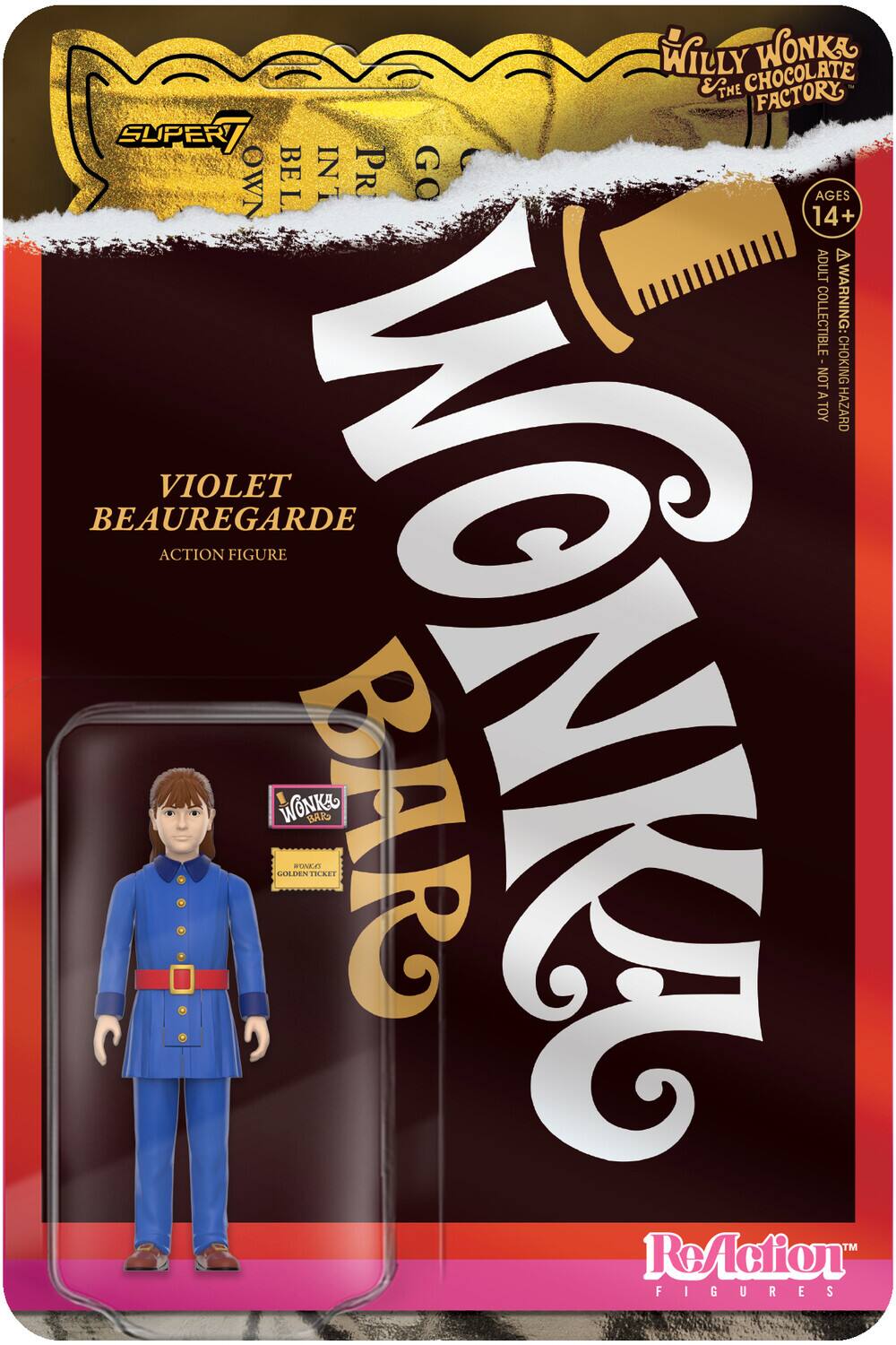 Super7 - Willy Wonka & the Chocolate Factory - Violet Beauregarde Reaction Figure Wv1 - Collectibles