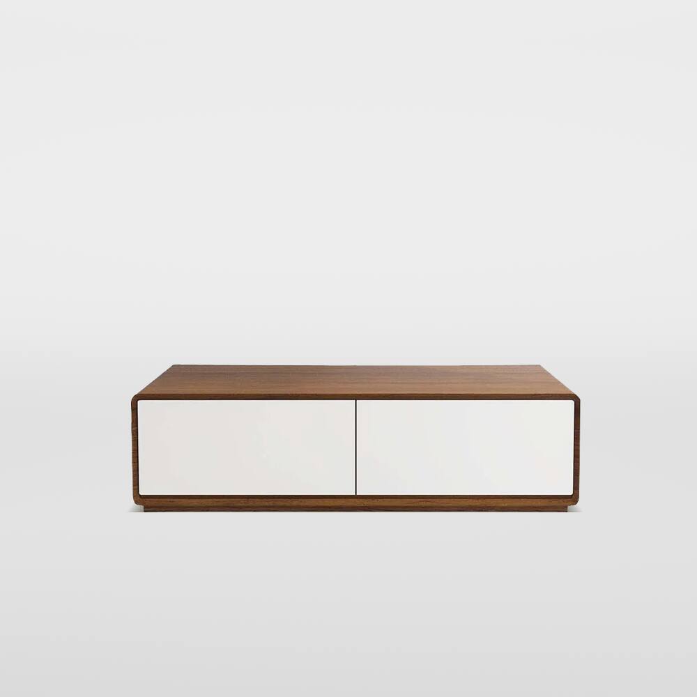 Alt View 6. POVISON - 51" Fully-Assembled Mid-Century Modern Rectangular Wood Coffee Table with 4 Drawers, Walnut White - Walnut & White.