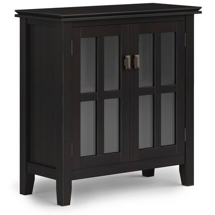 Front. Simpli Home - Artisan Low Storage Cabinet - Hickory Brown.