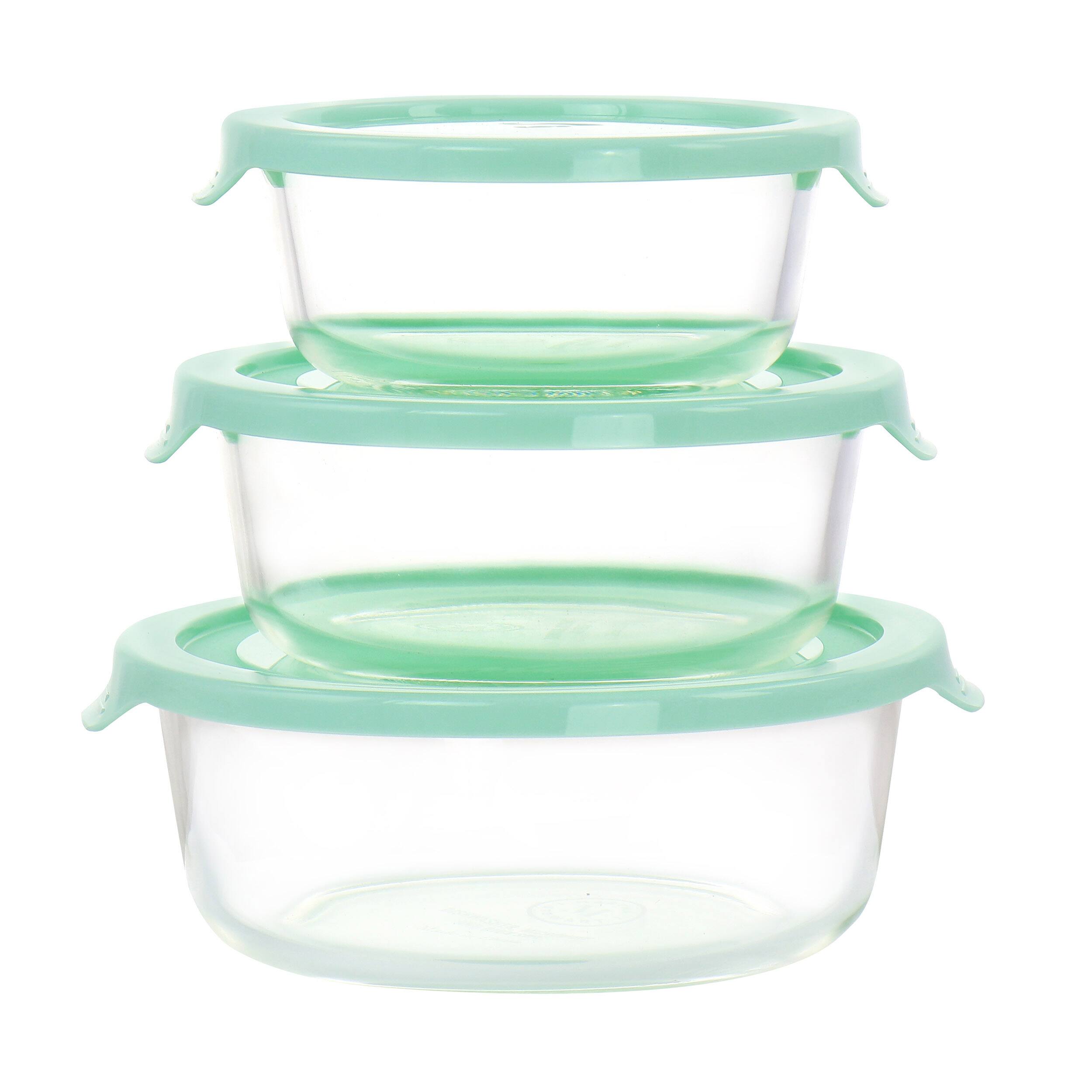 Front. Martha Stewart - Martha Stewart 6 Piece Assorted Glass Storage Container and Lid Set  in Mint - Mint.