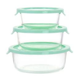 Martha Stewart - 6 Piece Assorted Glass Storage Container and Lid Set - Mint