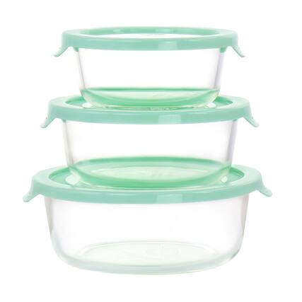 Front. Martha Stewart - Martha Stewart 6 Piece Assorted Glass Storage Container and Lid Set in Mint - Mint.