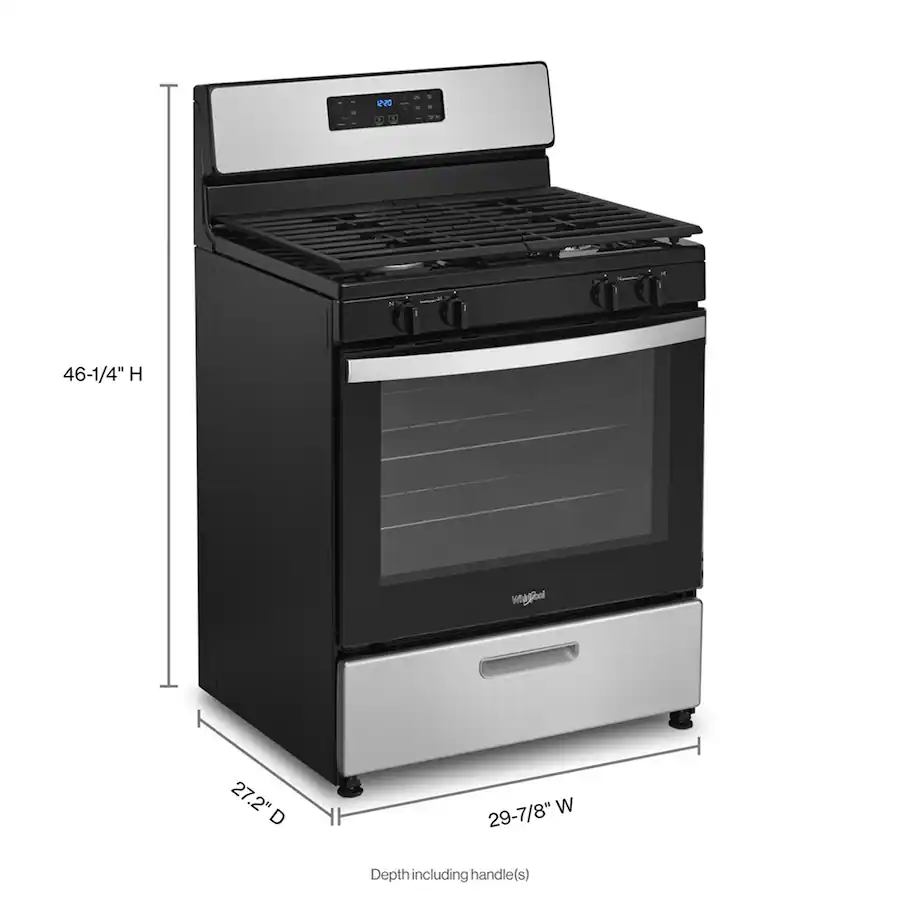 Whirlpool 30 in. Wide 4 burners 5.1 cu. ft. Freestanding Gas Range with ...