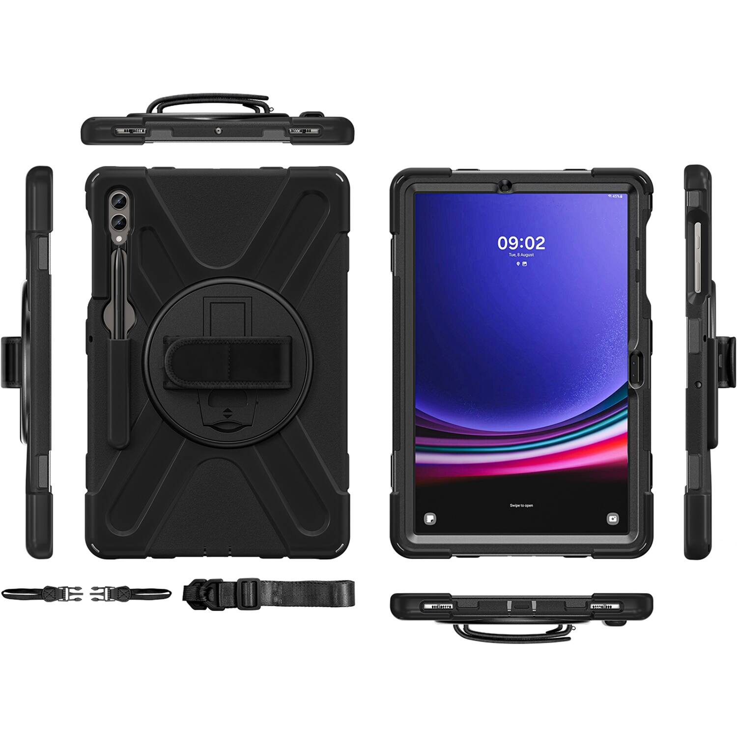 Alt View 15. SaharaCase - DEFENSE-X Series Case for Samsung Galaxy Tab S10+, Tab S9+, Tab S9 FE+, and Tab S8+ - Black.