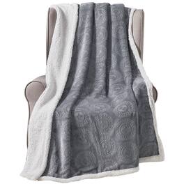 Noble House - Plazatex Caesar Sherpa Decorative Super Soft Throw Blanket for Sleep/Decor 50" x 60" Grey - Gray