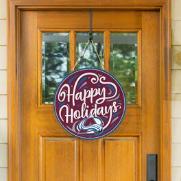 Evergreen Enterprises - Colorado Avalanche 18" Happy Holidays Wooden Round Door Sign - Multicolor