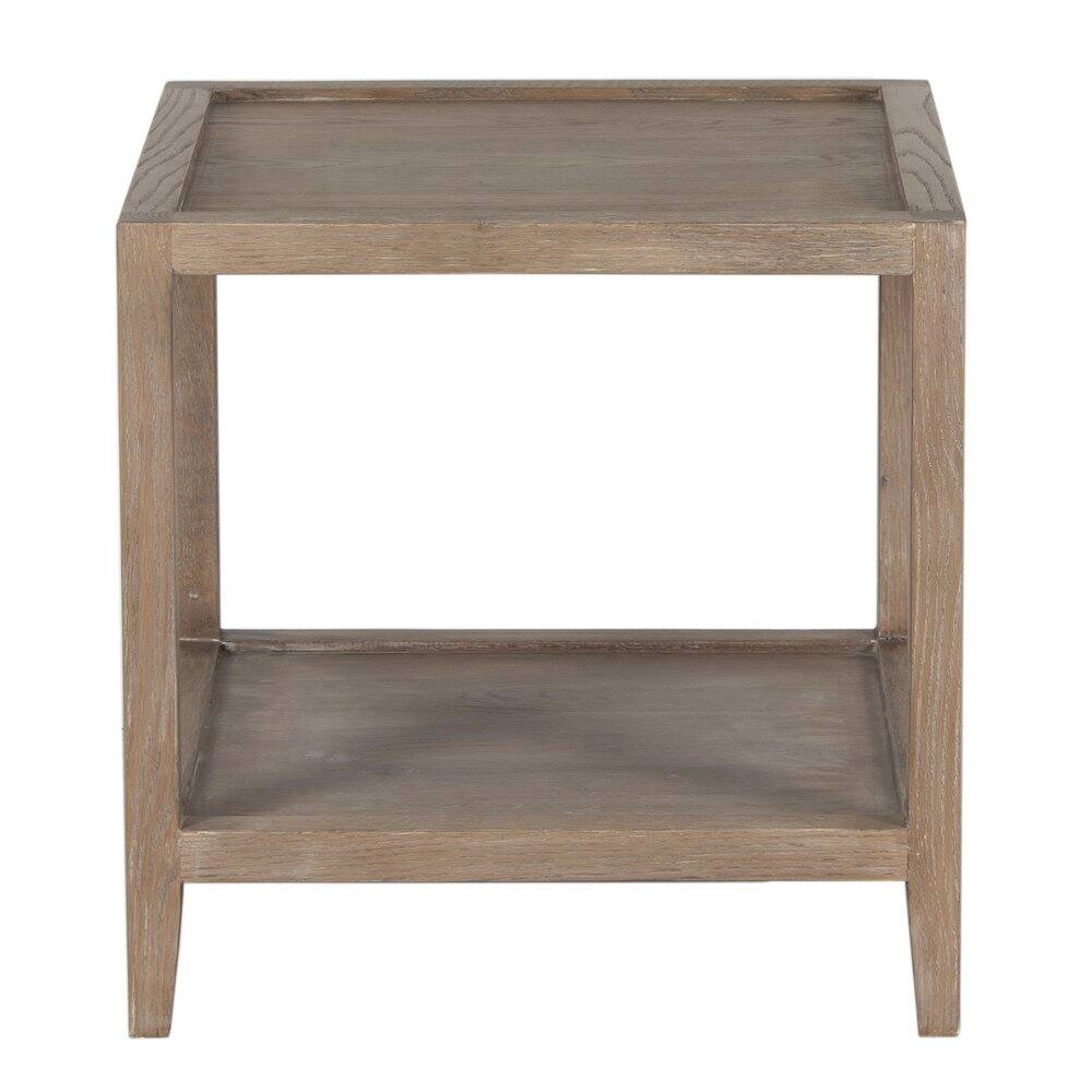 Alt View 1. Porter Designs - Lowell Solid White Oak Wood End Table - Brown.