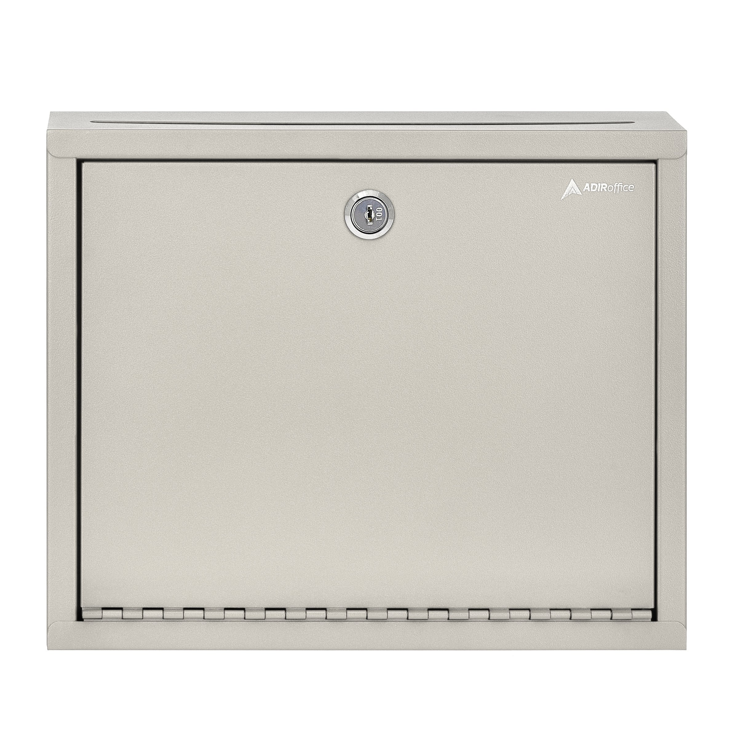 AdirOffice - Large Steel Wall-Mount Drop Box Safe with Key - beige