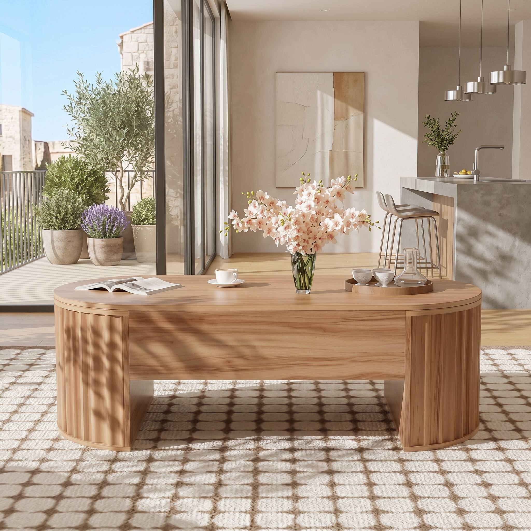 Alt View 10. Forest'nSky - Acacia Wood 47.2''Lift Top Coffee Table with Hidden Compartment for Home Living Room - Acacia Wood.
