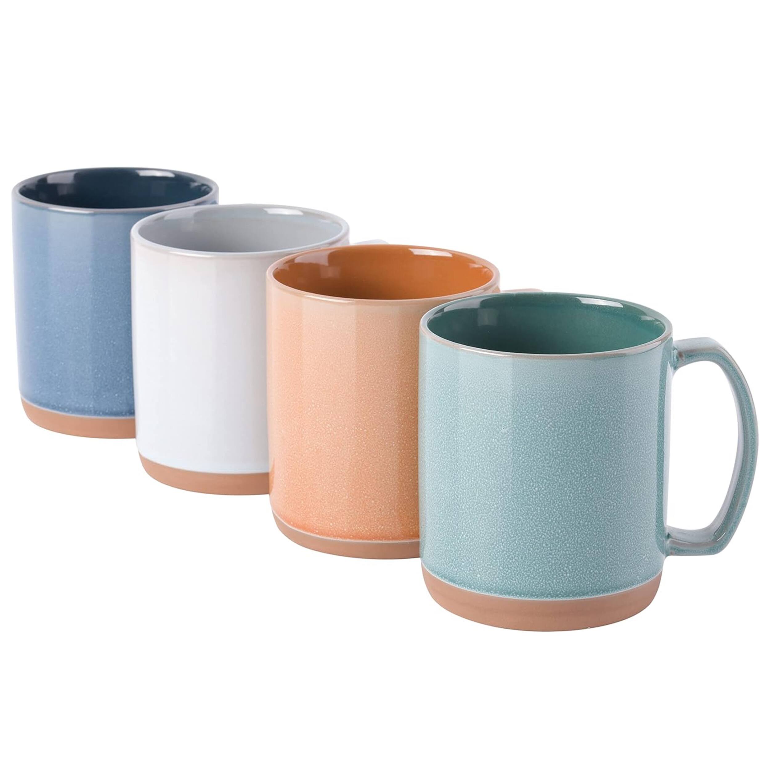 Alt View 1. Mr. Coffee - Mr. Coffee Dorsey 4 Piece 17 Ounce Stoneware Mug Set with Terracotta Base in Assorted Colors - Assorted.