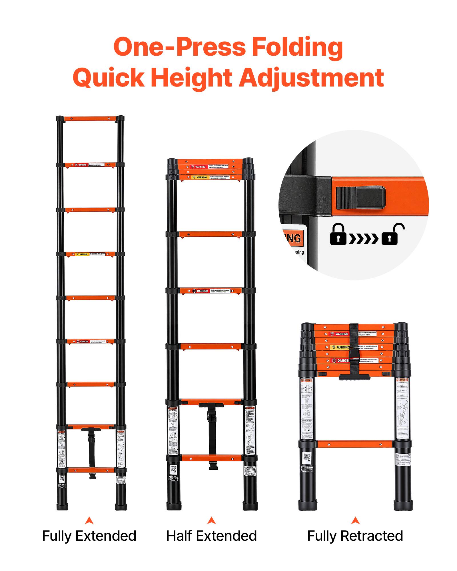 One-Press Folding Quick Height Adjustment

INLUCTION
6
THIRGY
-
1 INSIGNERGY
.
.
.
6
NG
I
I
Vitamin
sing
DANCER
WILKING
SINCER
5
DI
PARAVING
e
DANGE
SODE

6
.
Fully Extended
Half Extended
Fully Retracted