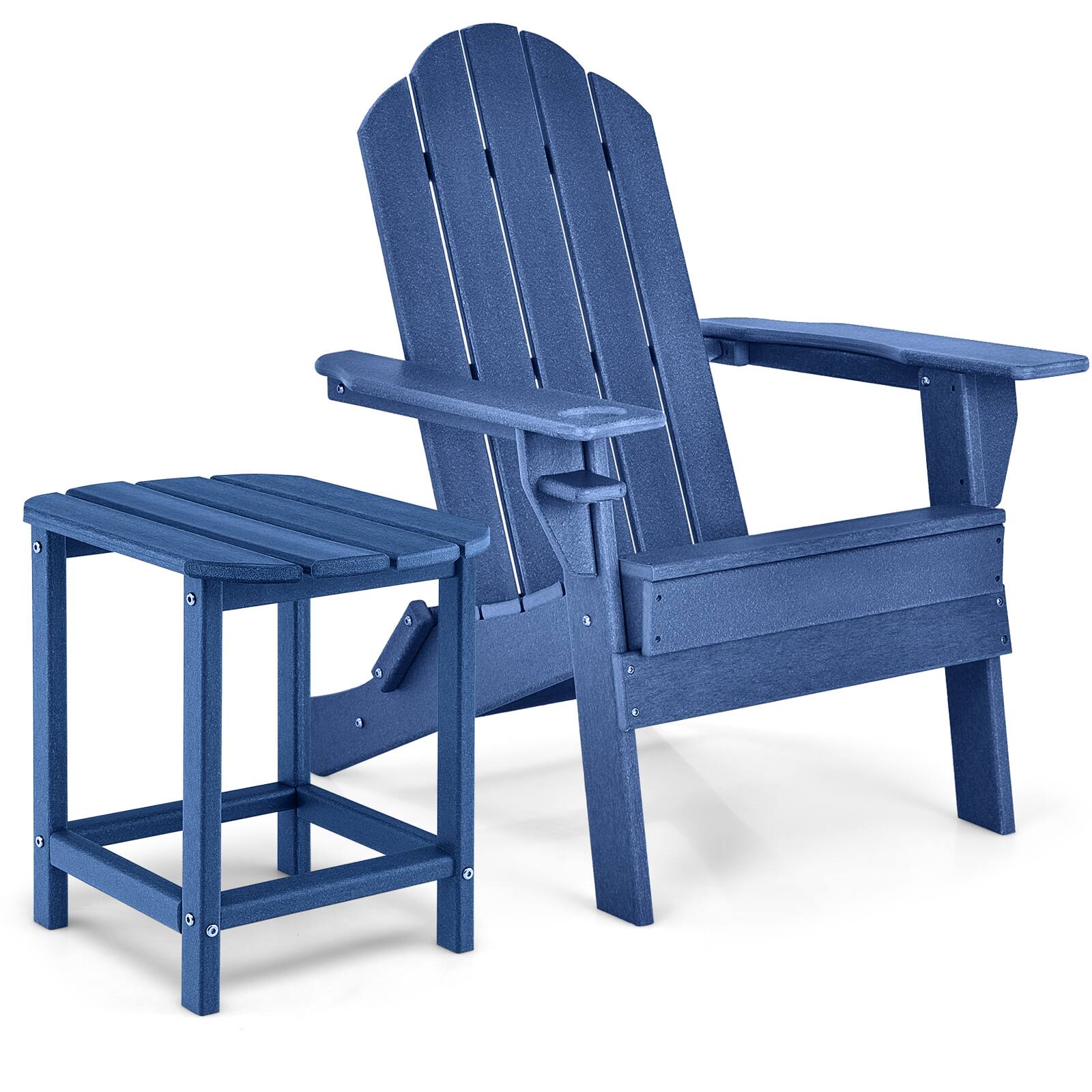 Alt View 1. Gymax - Gymax 2 PCS Patio Folding Adirondack Chair Side Table Cup Holder HDPE Navy - Navy.