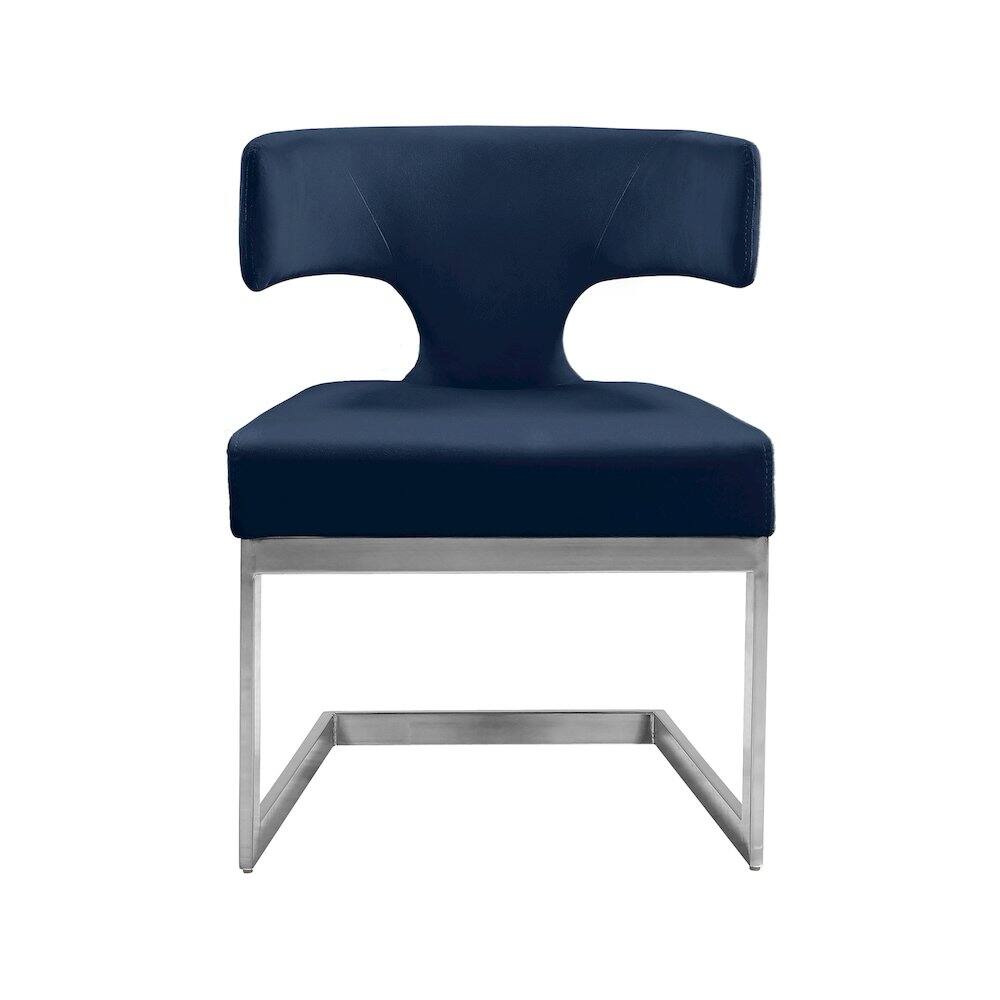 Alt View 2. Meridian Furniture - Alexandra Navy Velvet Dining Chair - Blue.