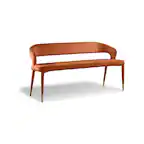 Front. Meridian Furniture - Destiny Cognac Velvet Bench - Cognac Velvet.