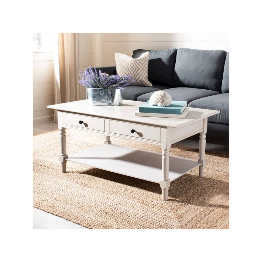 Angle. Safavieh - BORIS 2 DRAWER COFFEE TABLE, AMH5706A - Gray.