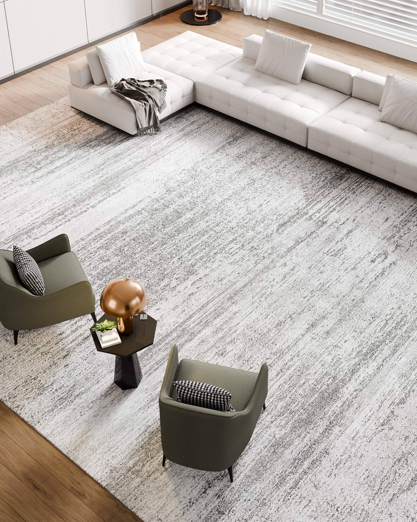 Angle. VEVOR - Area Rug, 10 x 14 ft Large Washable Rug, Non-Slip and Tear-Resistant Soft Carpet, Pet & Child Friendly Modern Area Rugs - Gray.