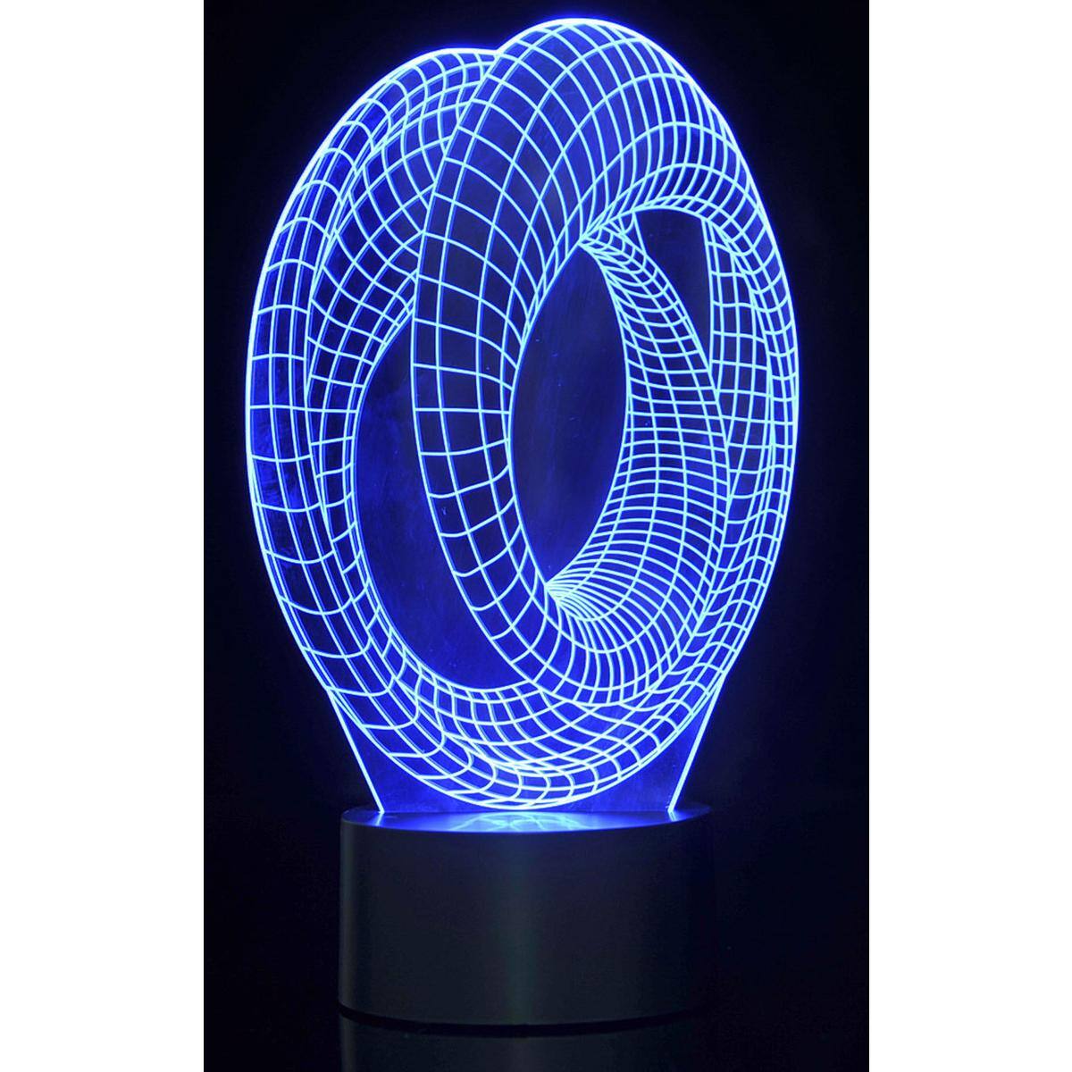 Angle. JuzToys - 3D Night Light for Kids, 3D Corkscrew Lighting Laser Cut Precision LED Lights, LED Lamp for Bedrooms and Offices - Black.