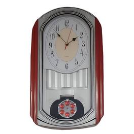 FC Design - 20"W Red & Silver Modern Analog Pendulum Wall Clock - Multicolor