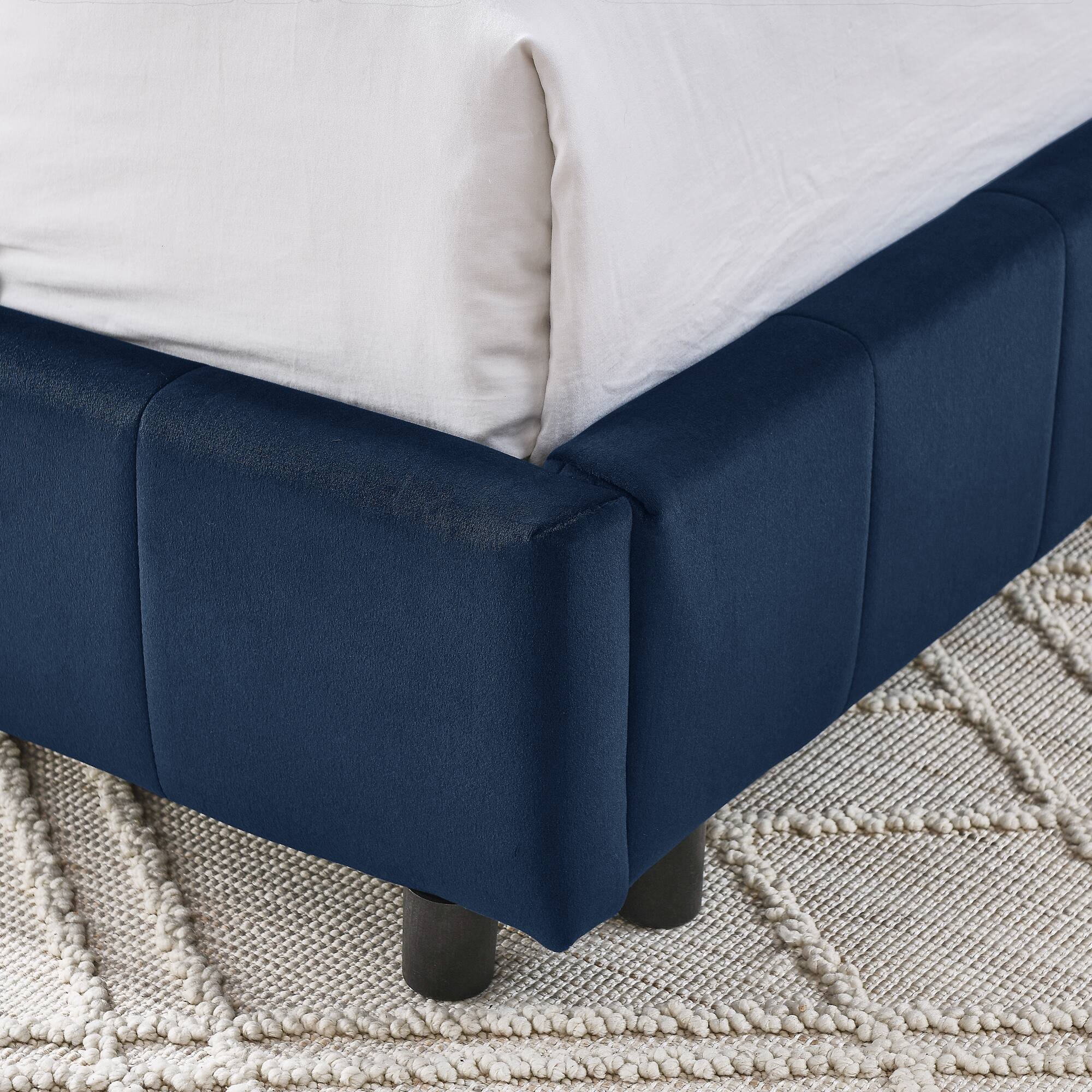Back. Anysun - Full Velvet Tufted Sofa Bed Frame - with Comfortable Backrest & Armrests for Bedroom or Living Room - Blue.