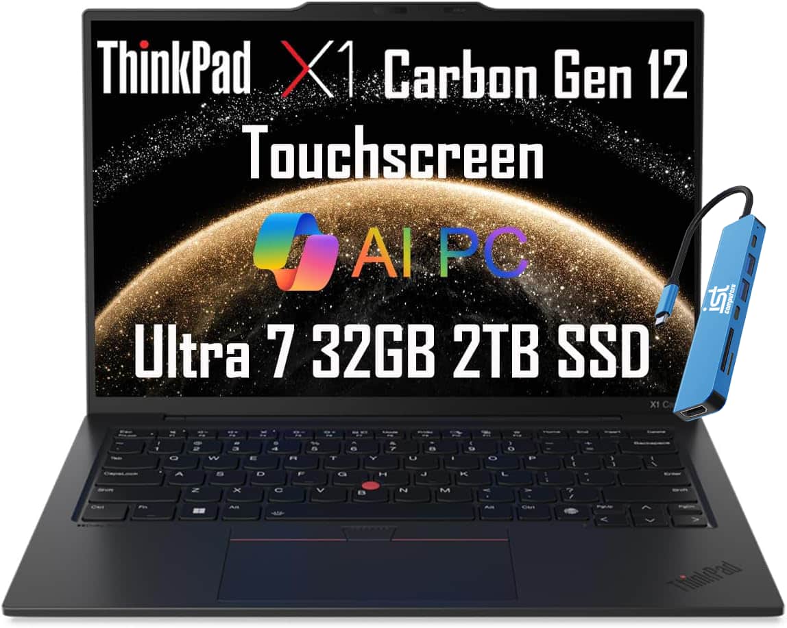 Lenovo - Upgraded - ThinkPad X1 Carbon Gen 12 14" FHD+ Touchscreen Laptop - AI PC - Intel Core Ultra 7 with 32GB Memory - 2TB SSD - Win11Pro - Jet Black