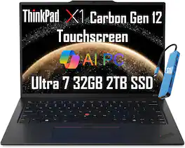 Lenovo - Upgraded - ThinkPad X1 Carbon Gen 12 14" FHD+ Touchscreen Laptop - AI PC - Intel Core Ultra 7 with 32GB Memory - 2TB SSD - Win11Pro - Jet Black