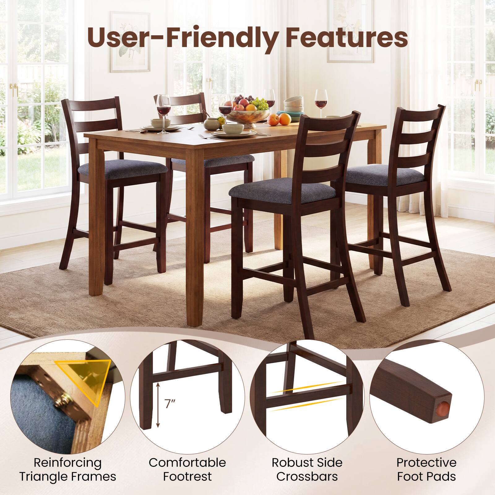 User-Friendly Features

- Reinforcing Triangle Frames
- Comfortable Footrest
- Robust Side Crossbars
- Protective Foot Pads
