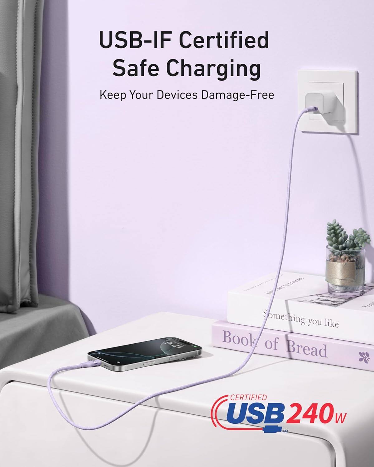 USB-IF Certified Safe Charging  
Keep Your Devices Damage-Free  

Something you like  
Book of Bread  

CERTIFIED USB 240w