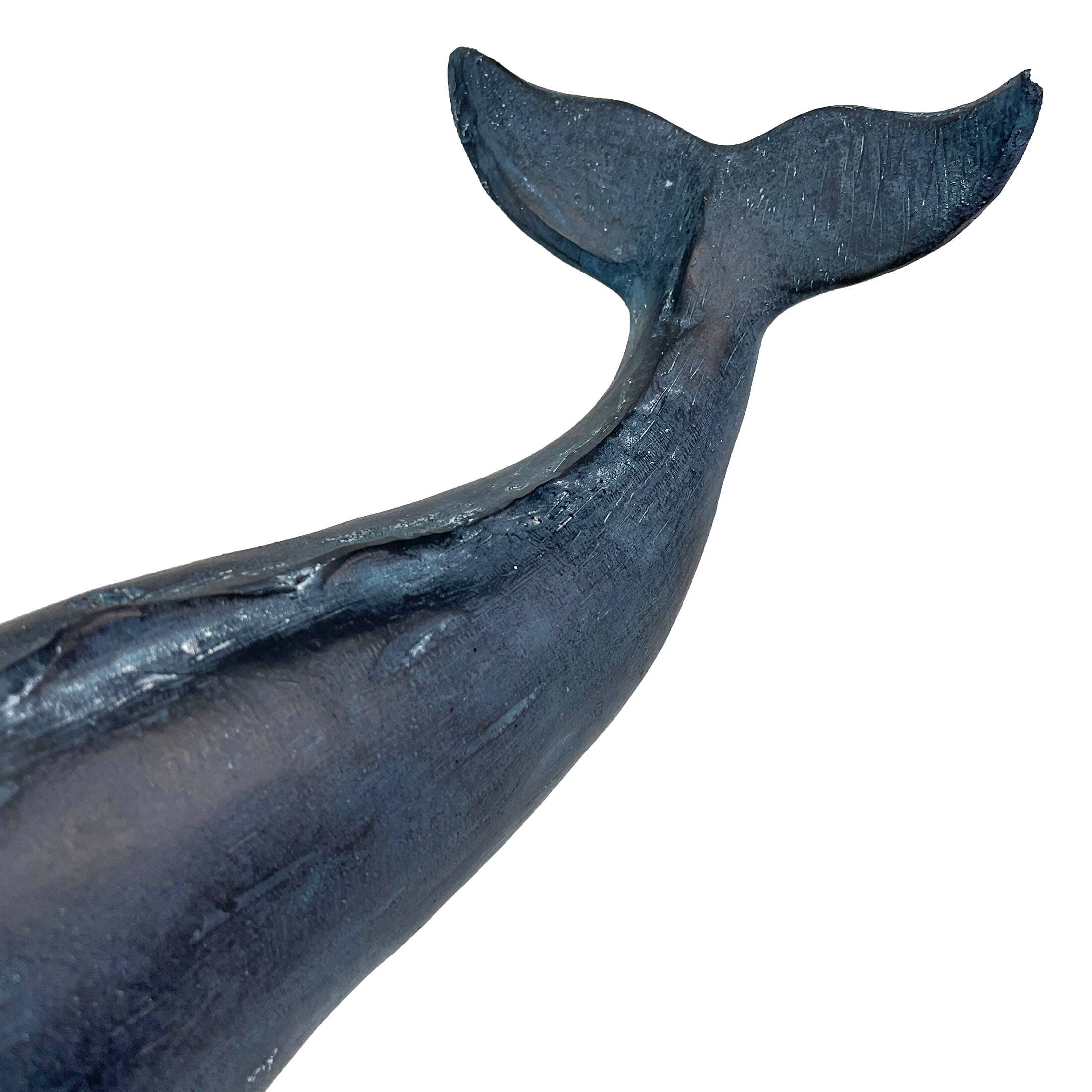 Alt View 7. Chesapeake Bay - Sperm Whale Statue 15in Hand-Painted Resin Ocean Marine Decor Coastal Sculpture - Blue.