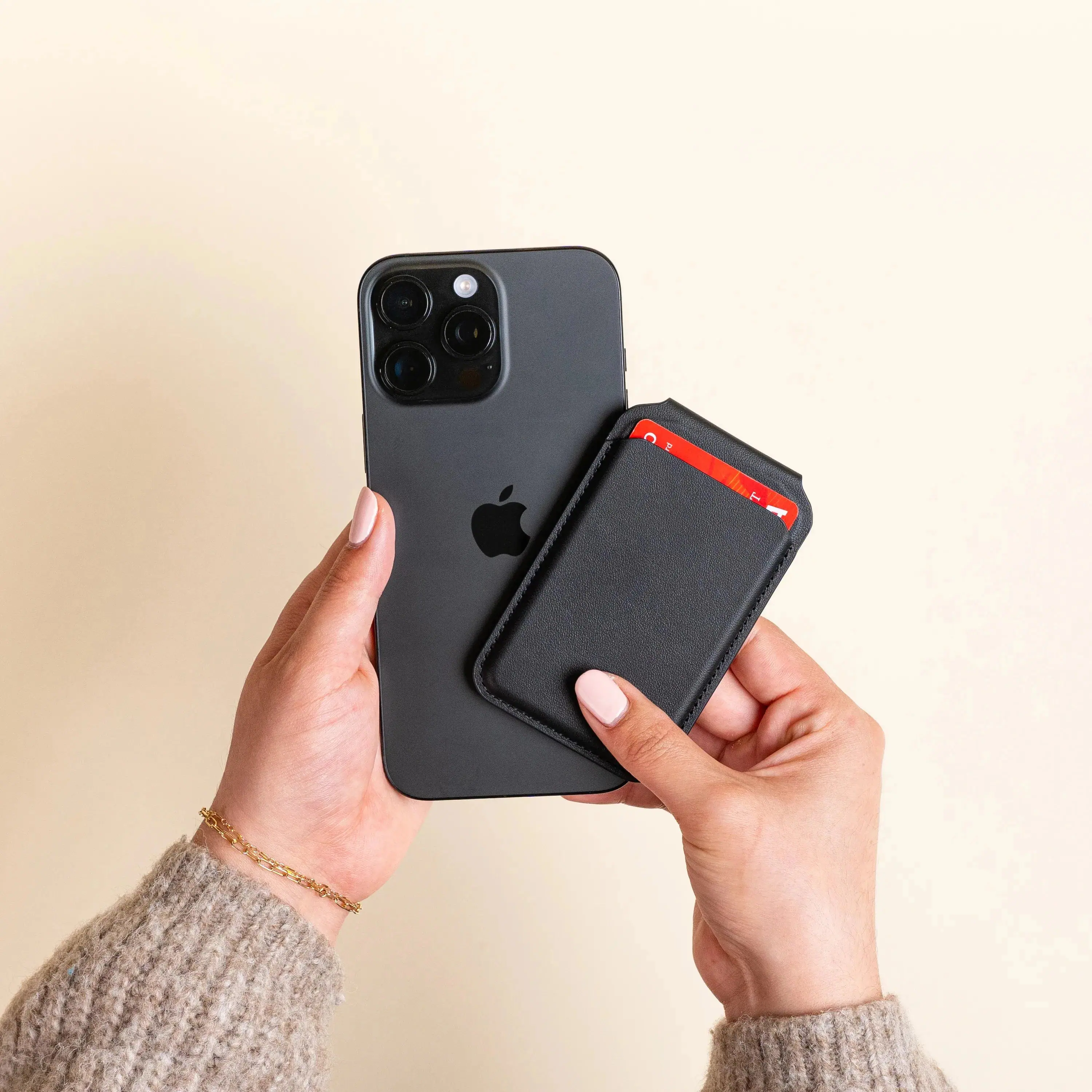 Alt View 2. Satechi - Vegan-Leather Magnetic Wallet Stand - Black.