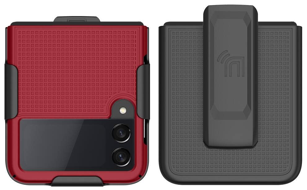 Alt View 8. Nakedcellphone - Slim Case and Belt Clip Holster Combo for Samsung Galaxy Z Flip 3 Phone (SM-F711, 2021) - Red.