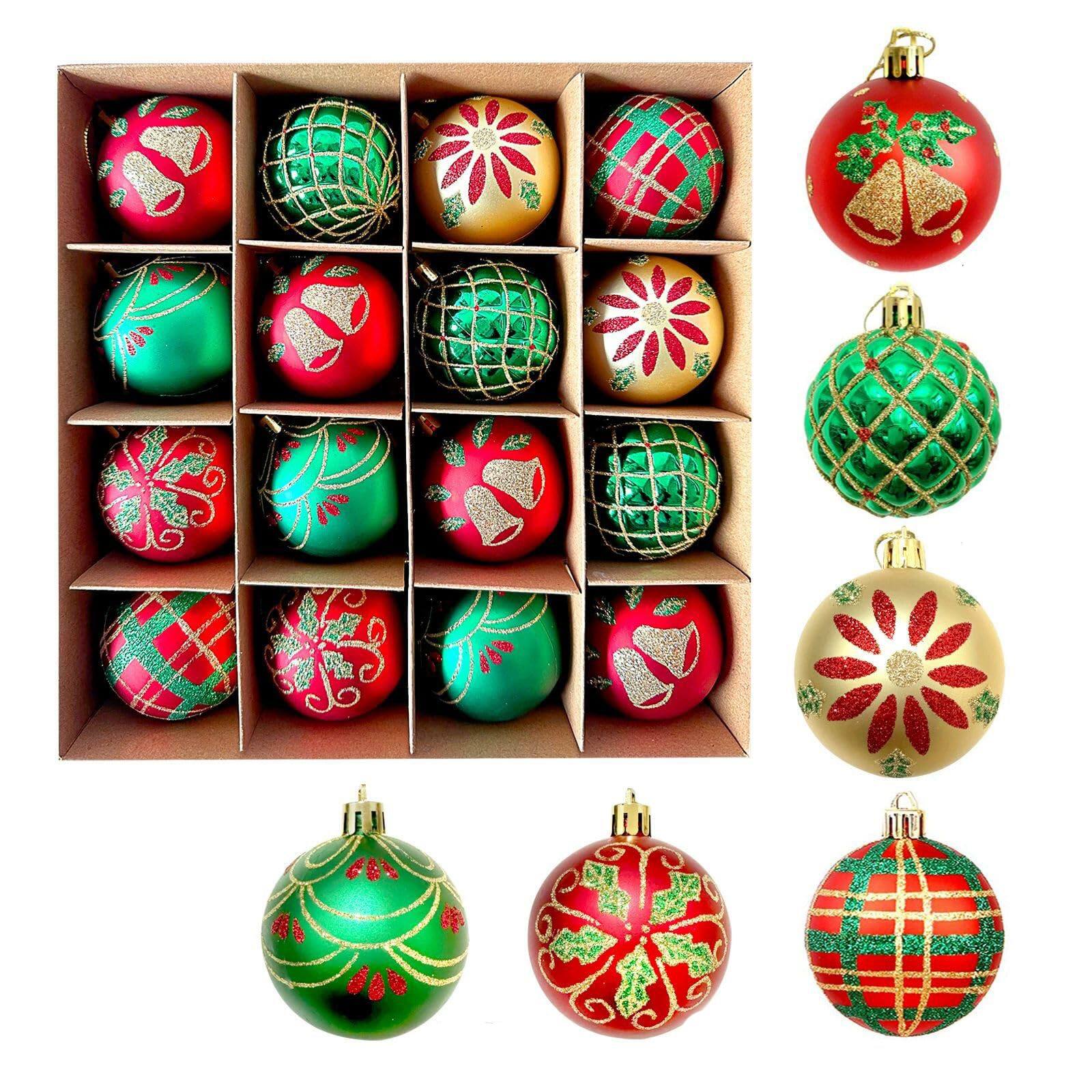 Front. Acekool - 16PCS 2.36in Christmas Balls Ornaments Colored for Xmas Tree Decor Holiday Party Decoration Wine Red Gold - Red Gold.